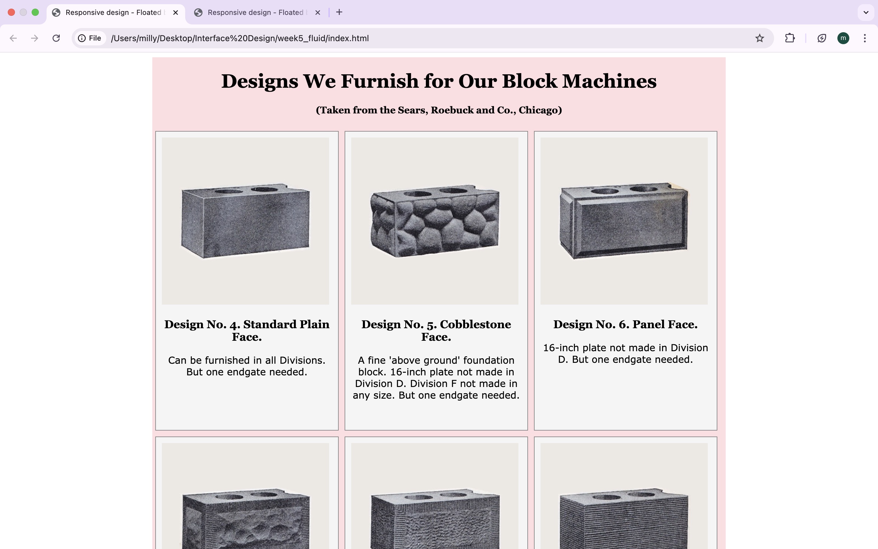 Screenshot of template website after modification